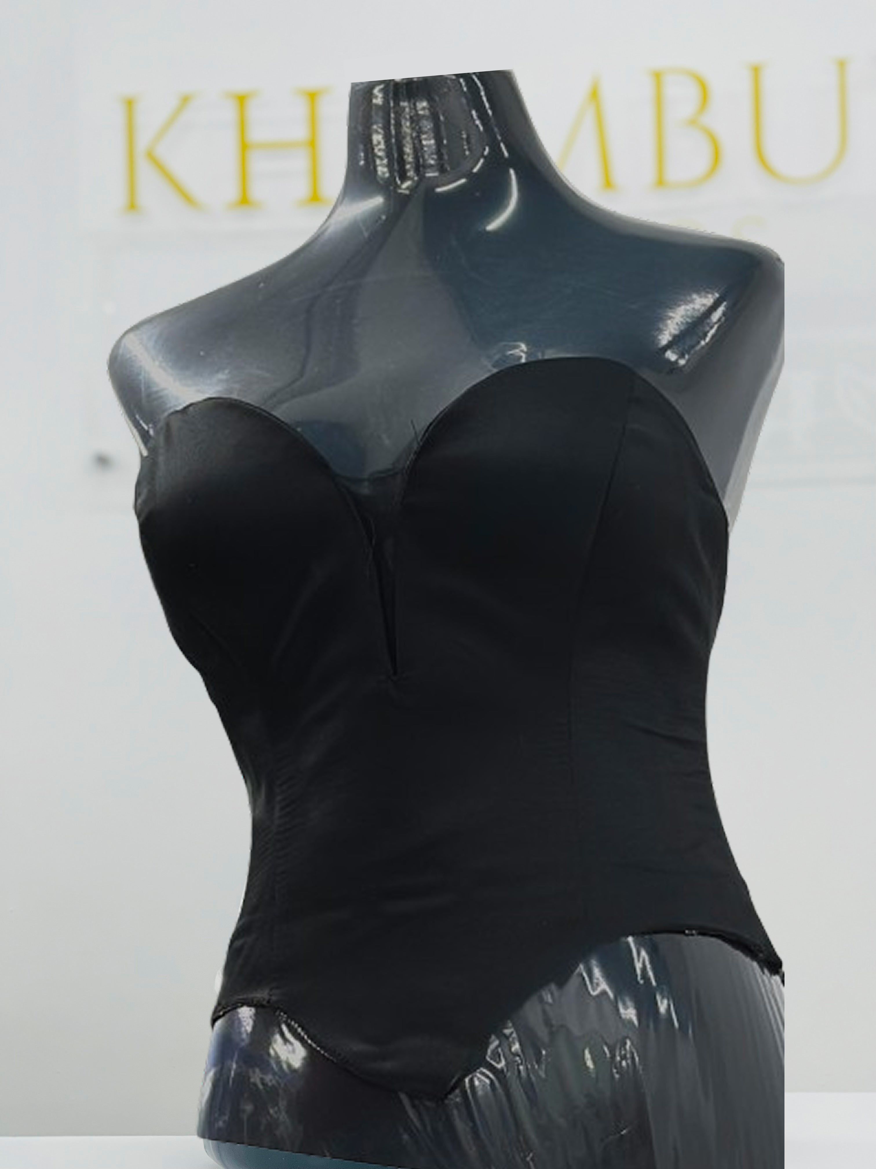 Black Corset Satin Bottom V-Shape