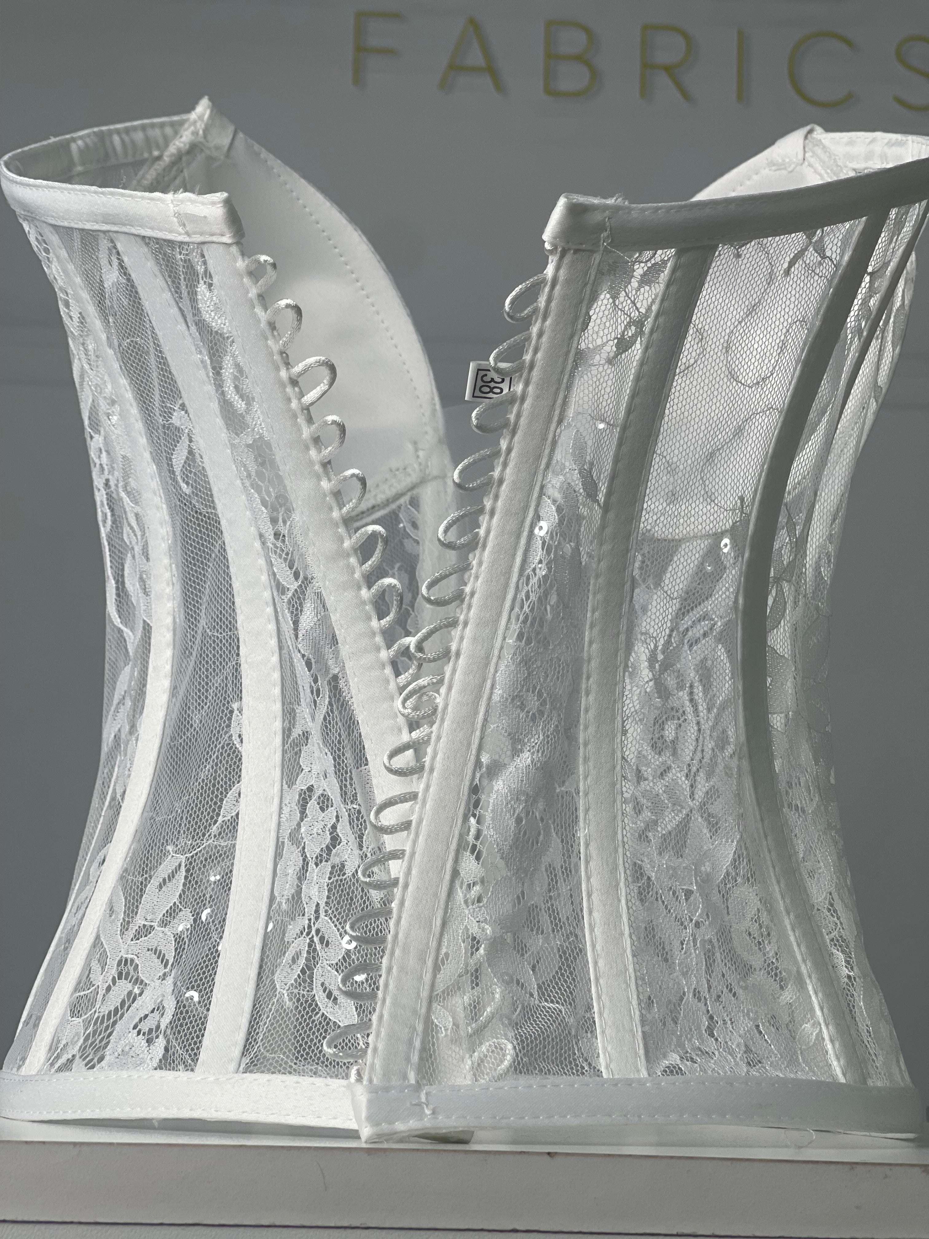 White Chantily Corset With Plunge Neckline