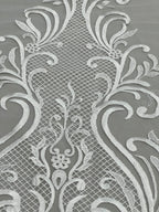 Embroidery Lace Fabric: Off White Tulle/Bridal Dress Couture.
