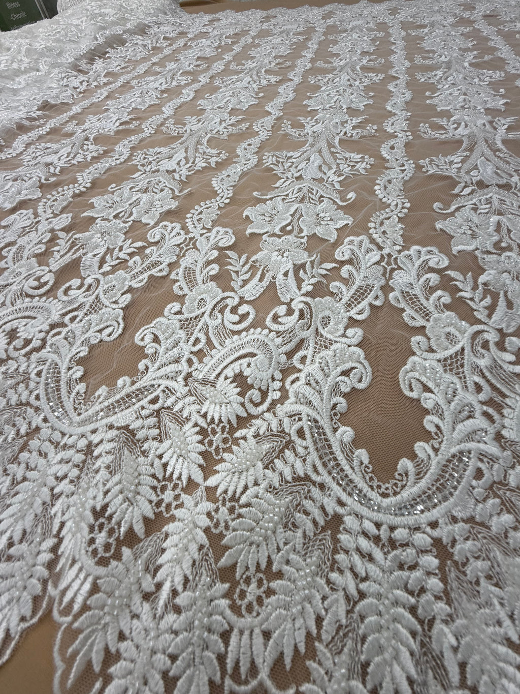 Off-White Embroidered Lace Fabric