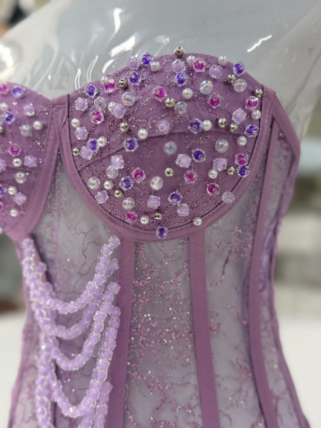 Glittery Beaded Lavenda Corset