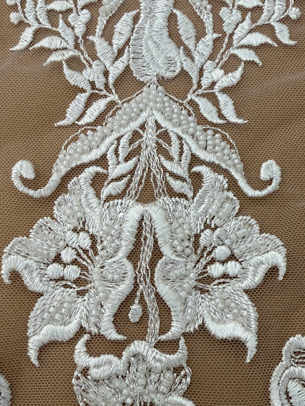 Off-White Embroidered Lace Fabric