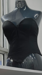 Black Corset Satin Bottom V-Shape