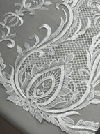Embroidery Lace Fabric: Off White Tulle/Bridal Dress Couture.
