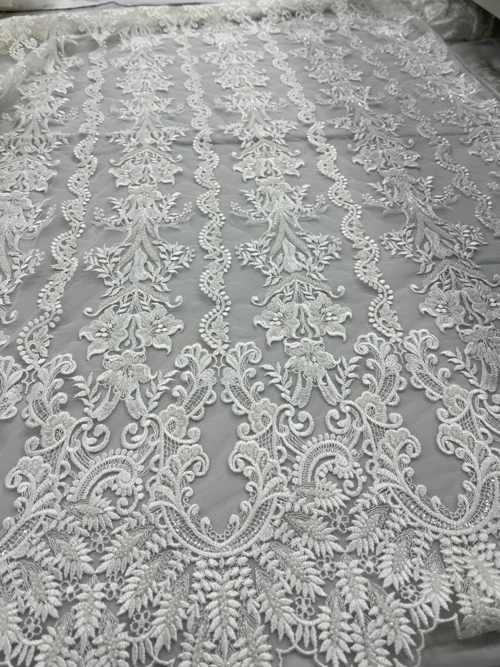Off-White Embroidered Lace Fabric