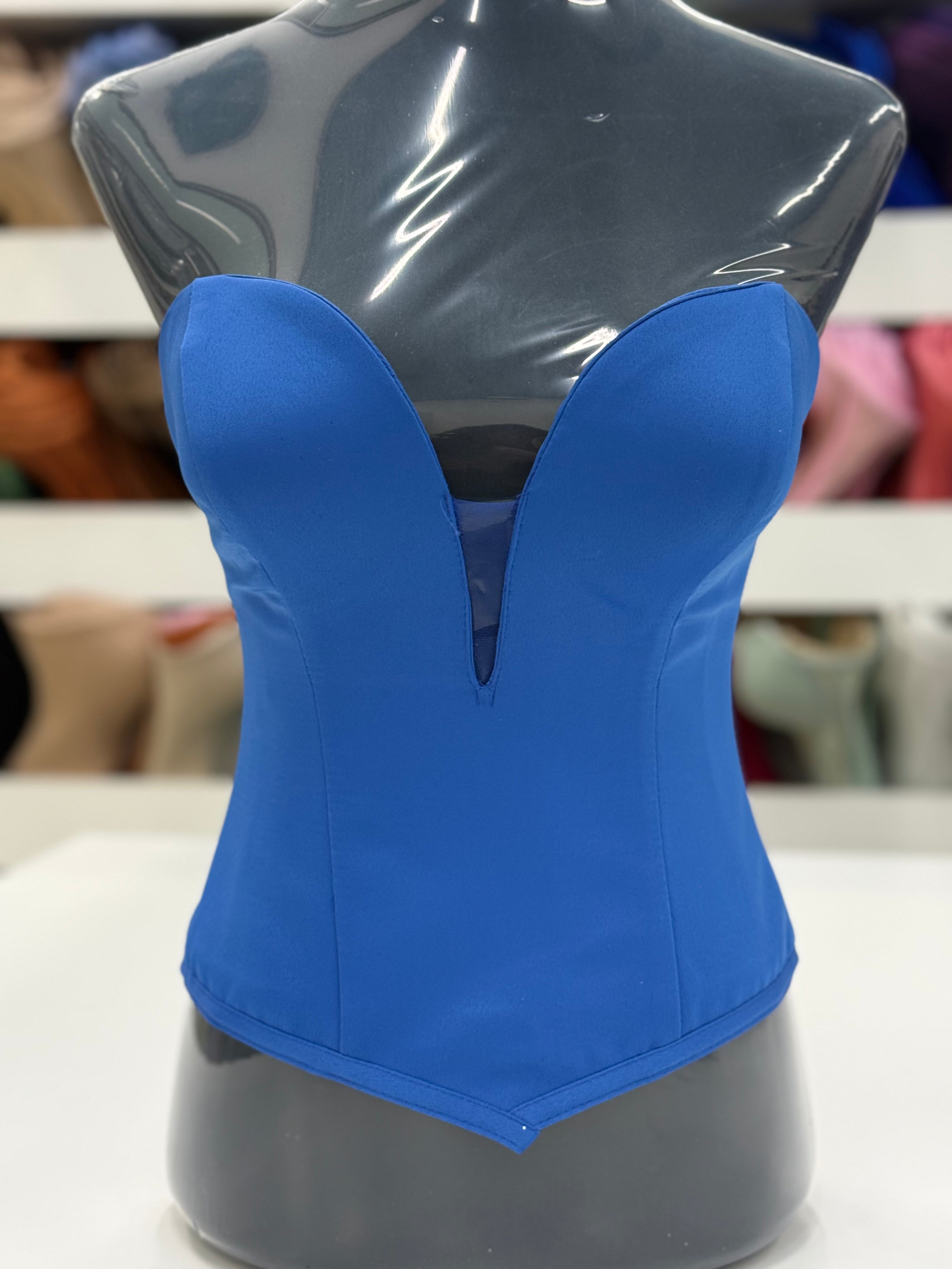 Royal Blue Satin Corset BV