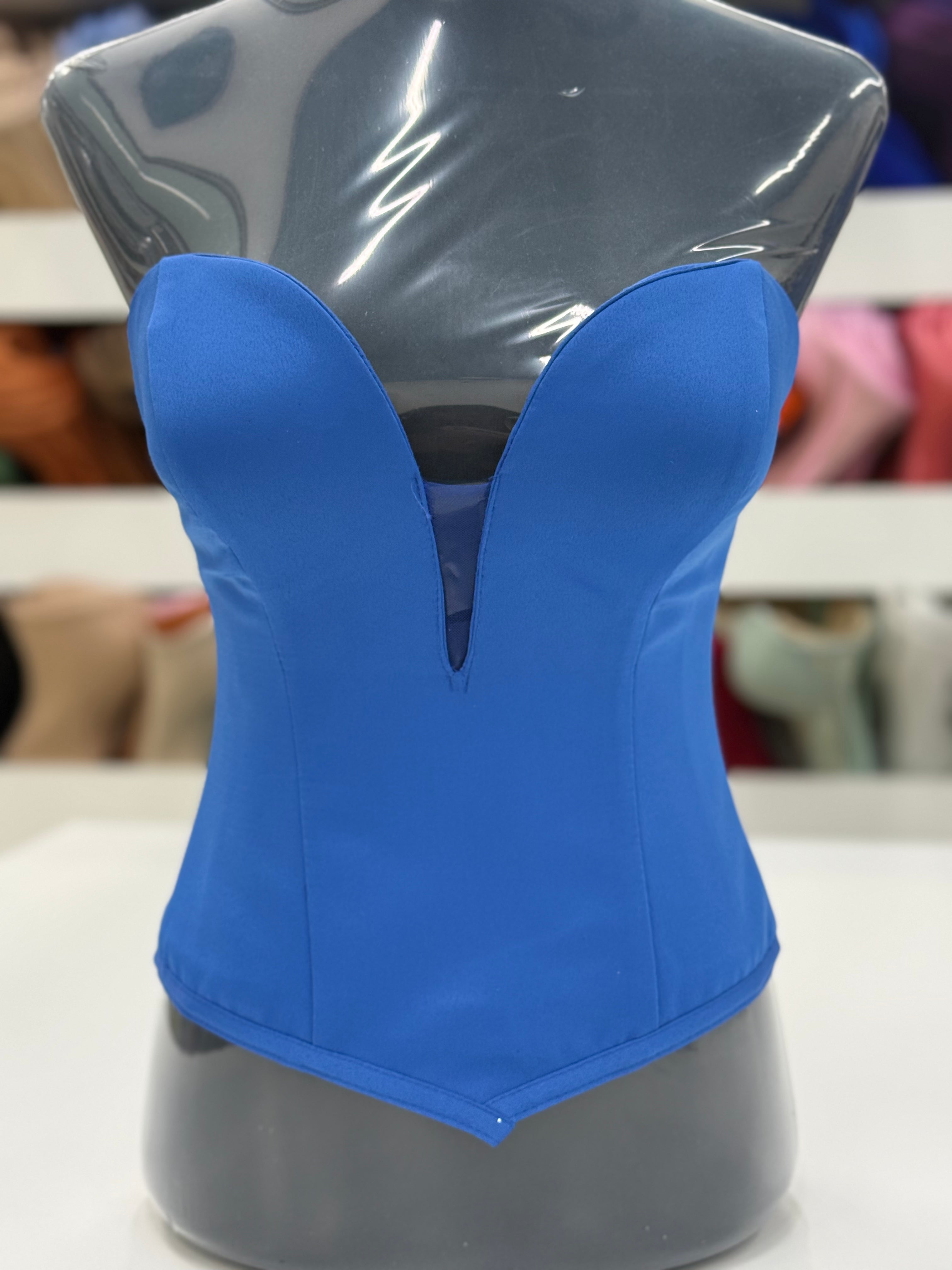 Royal Blue Satin Corset BV