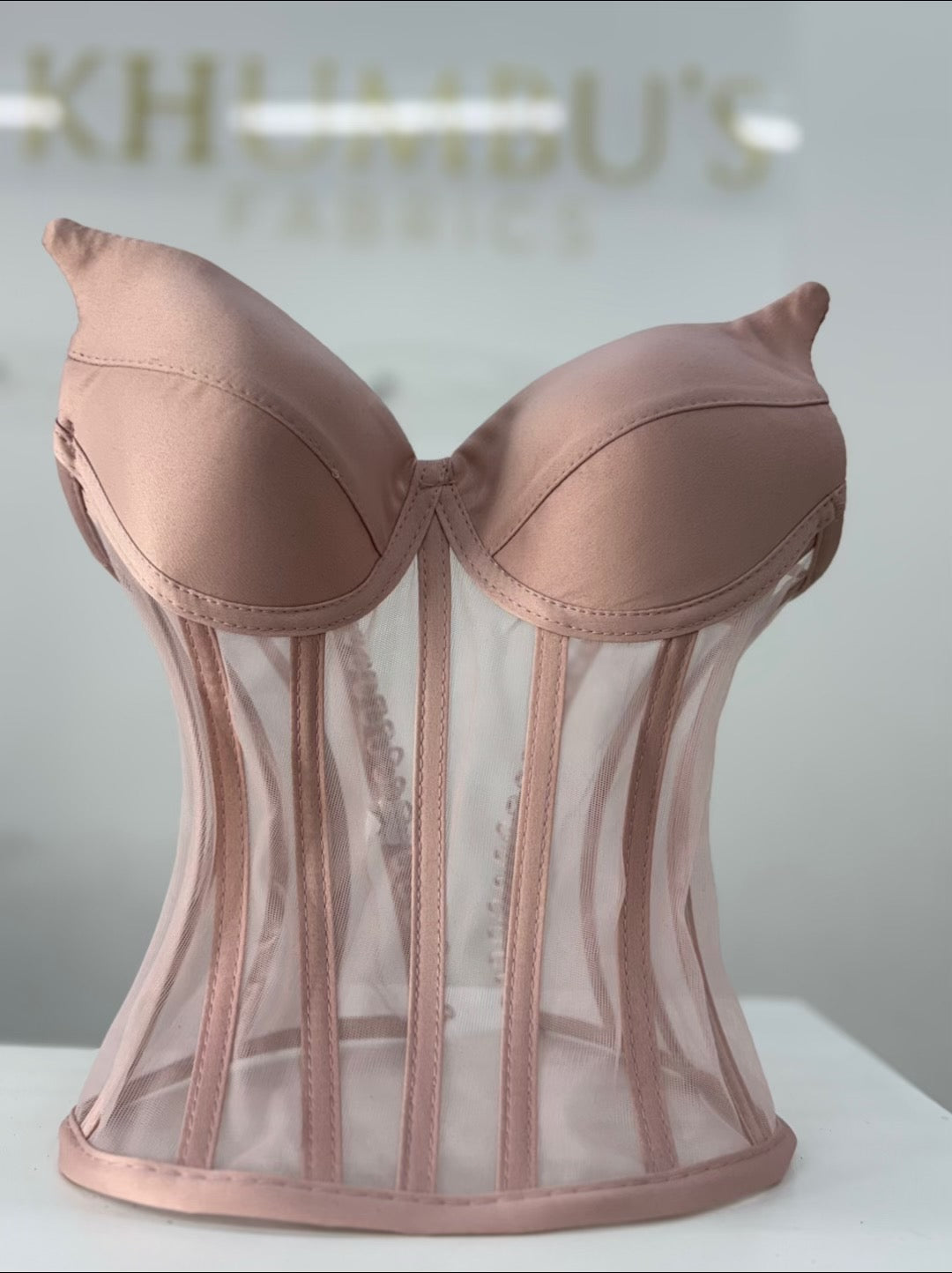 Dusty Pink Corset with Cone Shape Cup Design