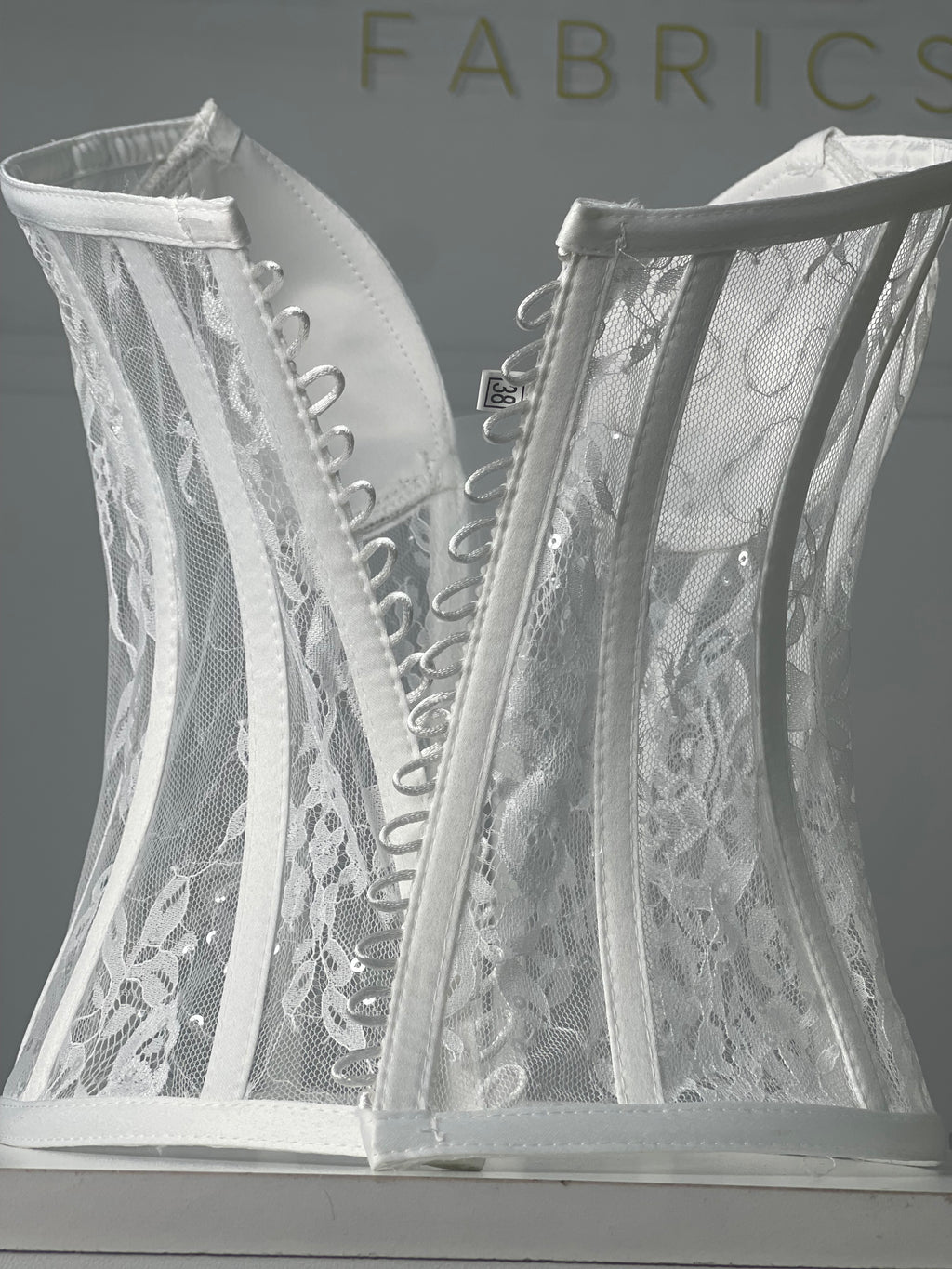 White Chantily Corset With Plunge Neckline