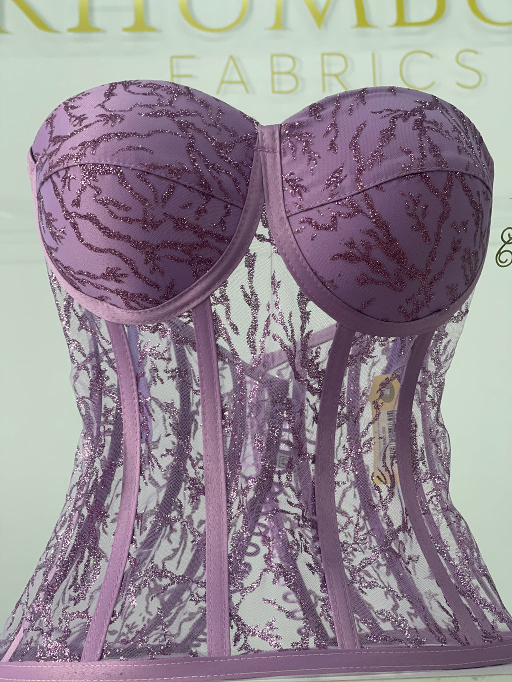 Lavender Glittering Corset with Closed Cleavage Design