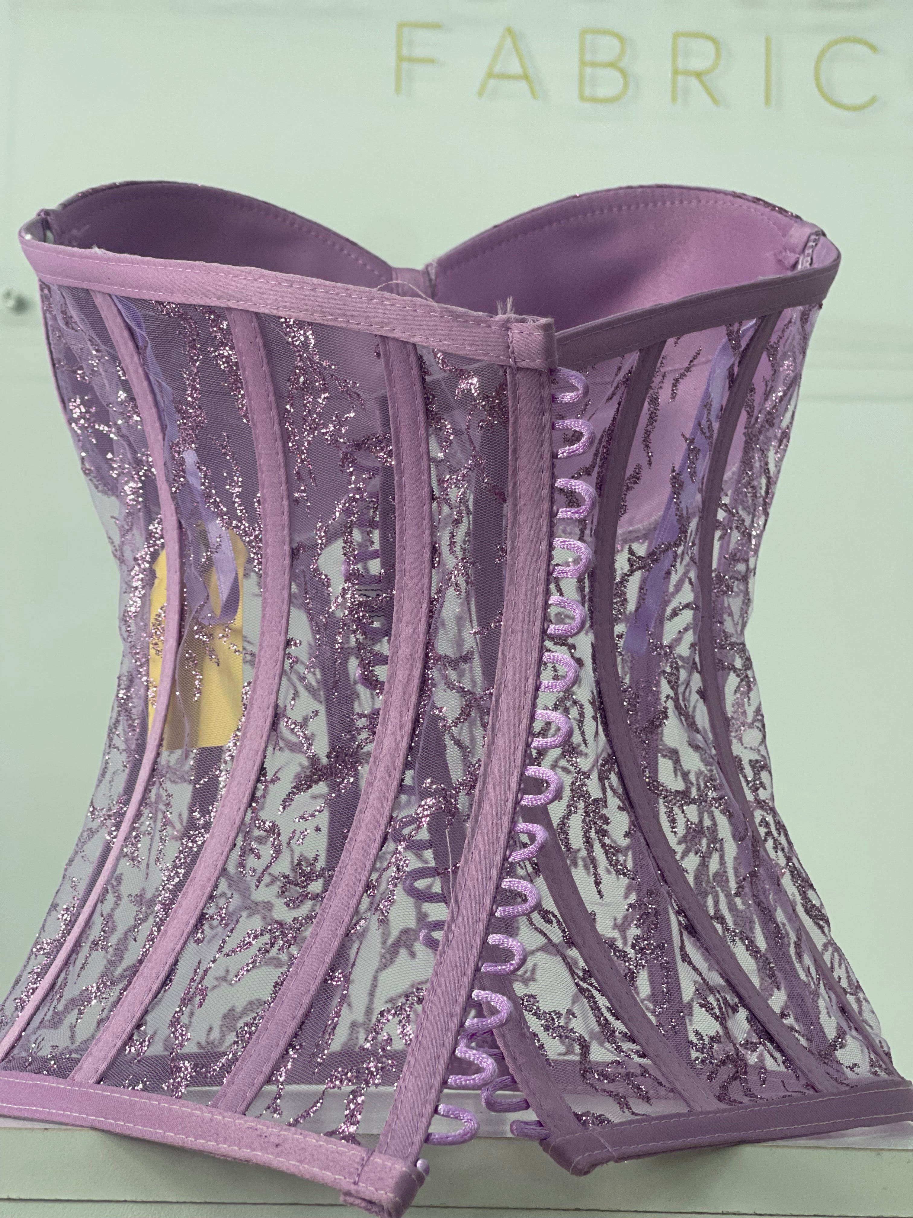 Lavender Glittering Corset with Closed Cleavage Design