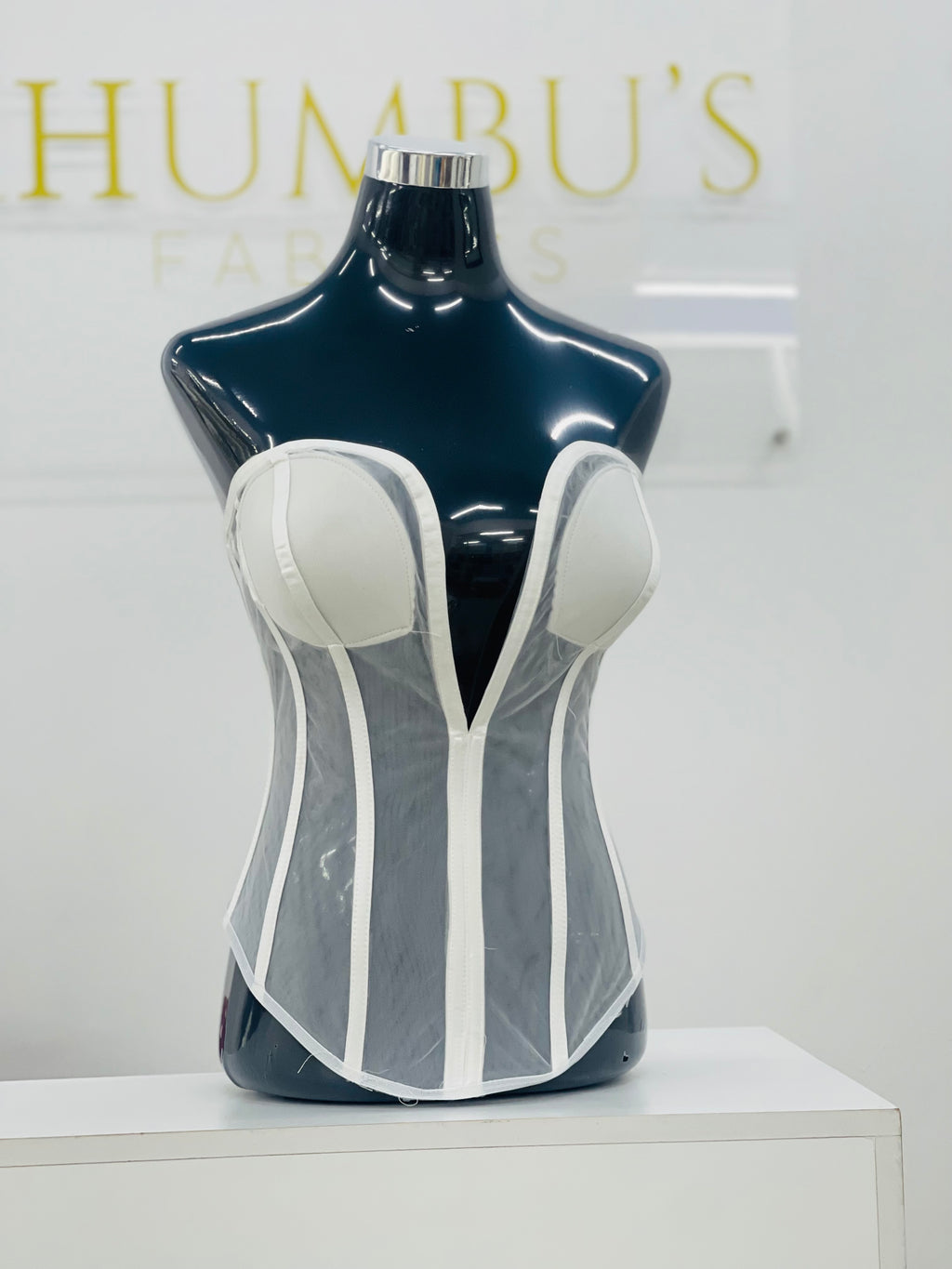 White Corset With Deep Sweetheart Neckline
