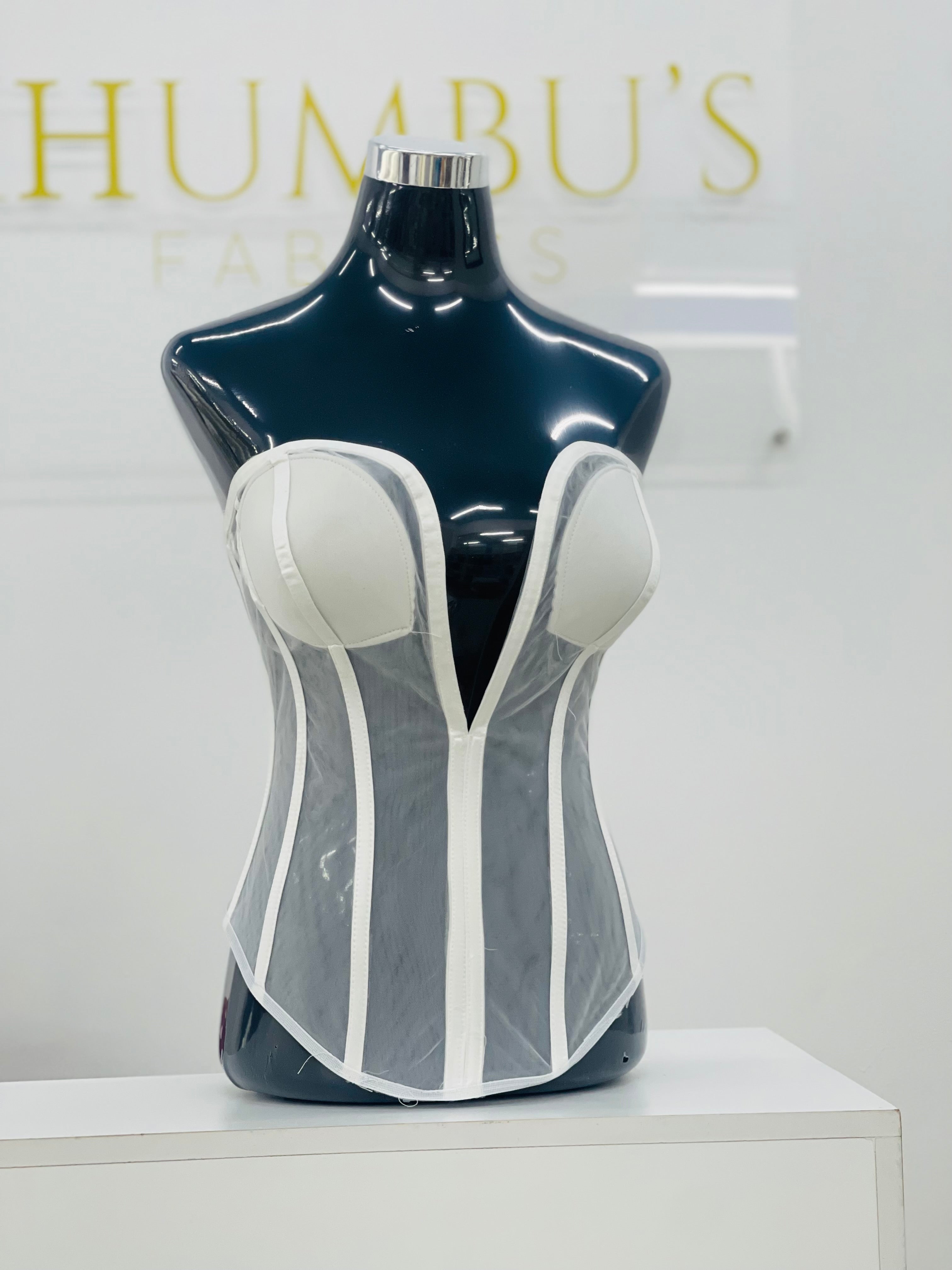 White Corset With Deep Sweetheart Neckline