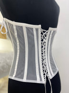 White Corset With Deep Sweetheart Neckline