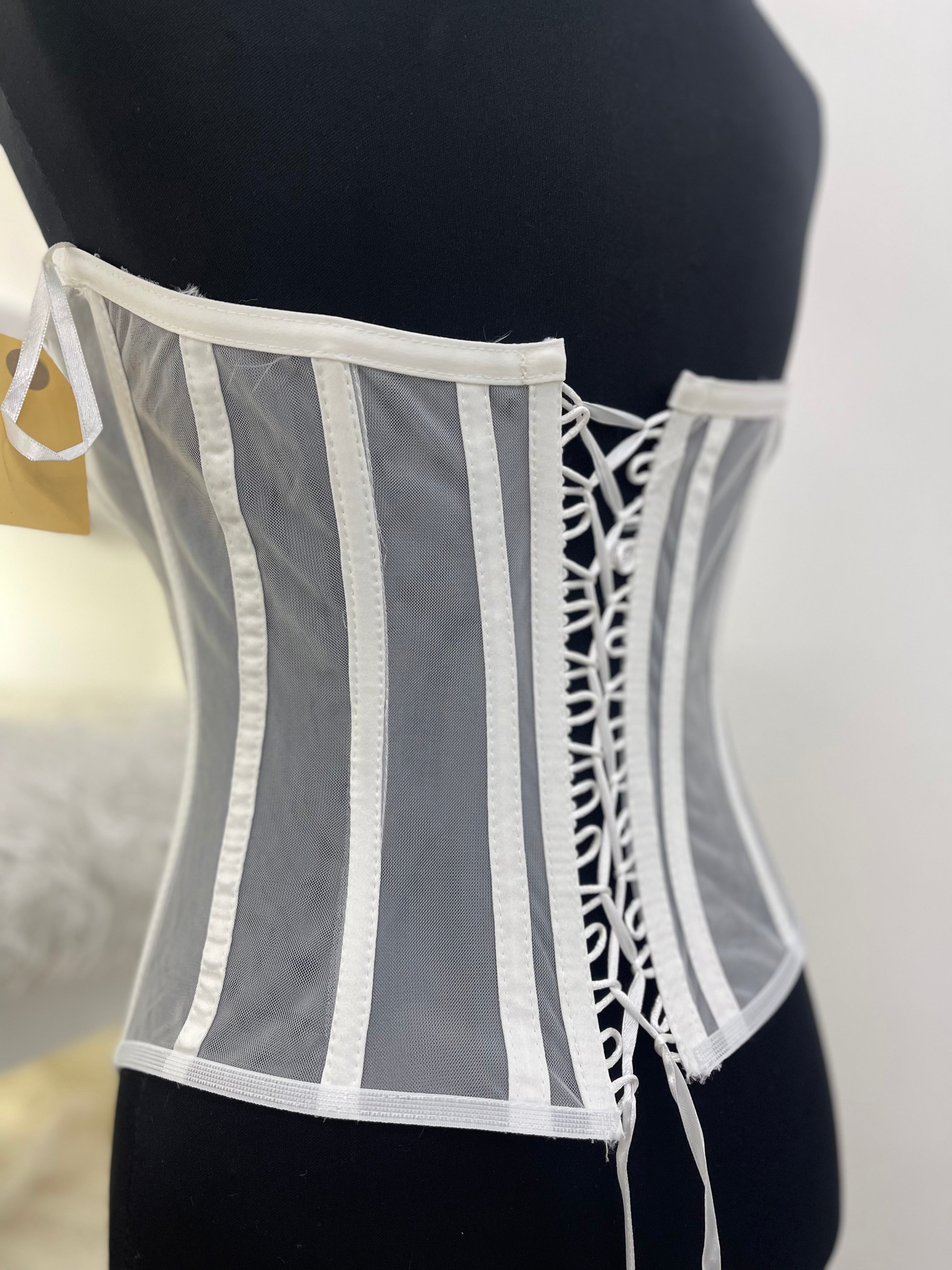White Corset With Deep Sweetheart Neckline