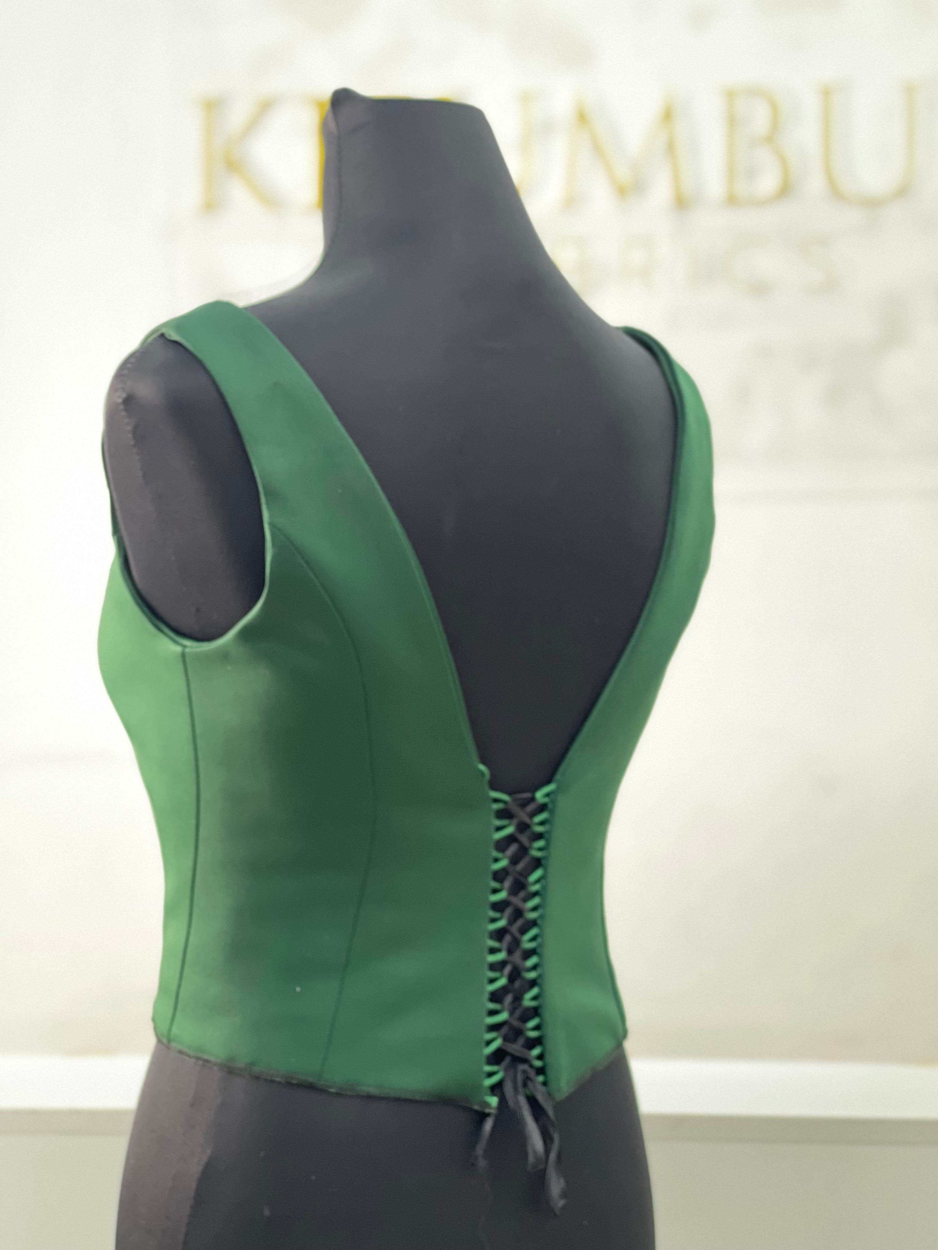 Emerald Green Corset Satin Vest